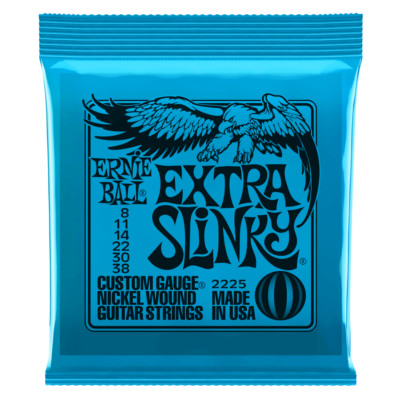 Ernie Ball 2225 Extra Slinky Nickel Wound Electric Guitar Strings; 8-38