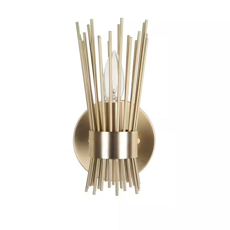 Wall Sconce Light Brushed Gold Metal Wall Lamp Bathroom Vanity Lighting E12 Bulb