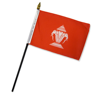 Old Laos 4''x6'' Flag Desk Table Stick (sewn edges)