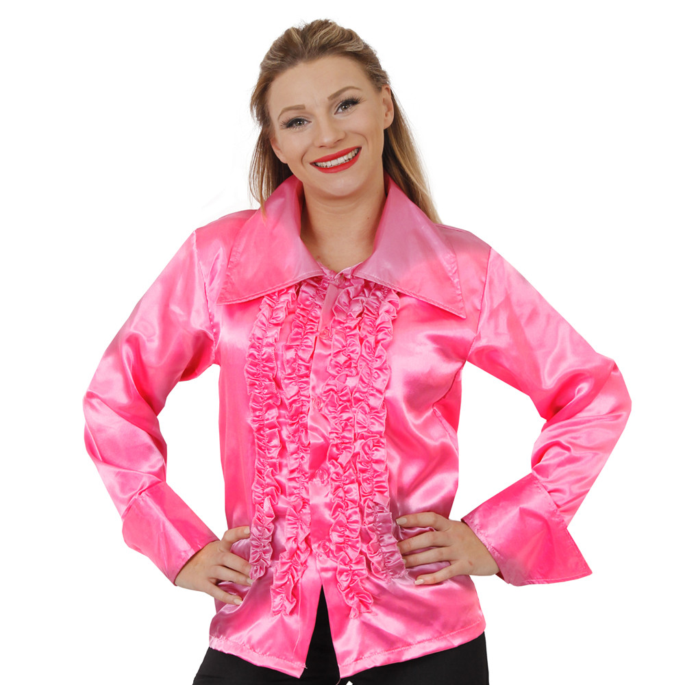 トップス 60-70s Ruffle Front Shirts WOMENS 60s 70s DISCO RUFFLE SHIRTS ADULTS FANCY DRESS