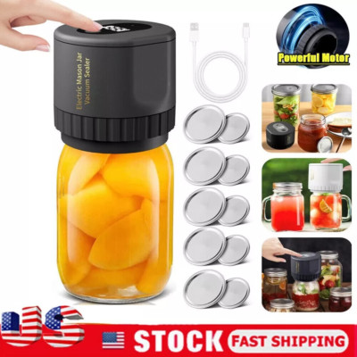 Electric Mason Jar Vacuum Ever Sealer Kit for Wide/ Regular Mouth Jars &10 Lids