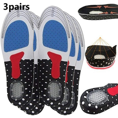 3 Pairs Gel Orthotic Sport Running Insoles Insert Shoe Pad Arch Support Cushion