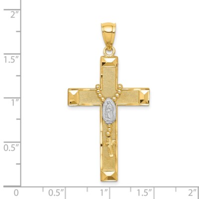 Pre-owned Superdealsforeverything Real 14kt W/rhodium Cross W/rosary Pendant In White