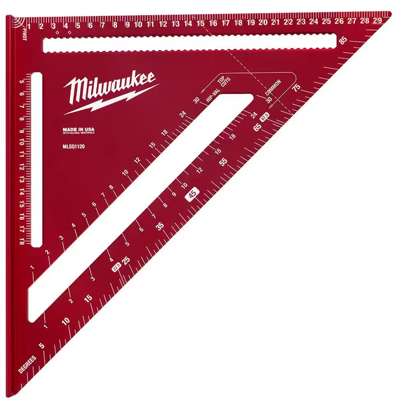 Milwaukee Rafter Square 300mm Aluminum Wide Heel Scribe Notches Laser Marked