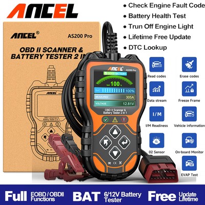 ANCEL AS200 Pro 2 in 1 OBD2 Scanner Battery Tester Diagnostic Tool Check Engine