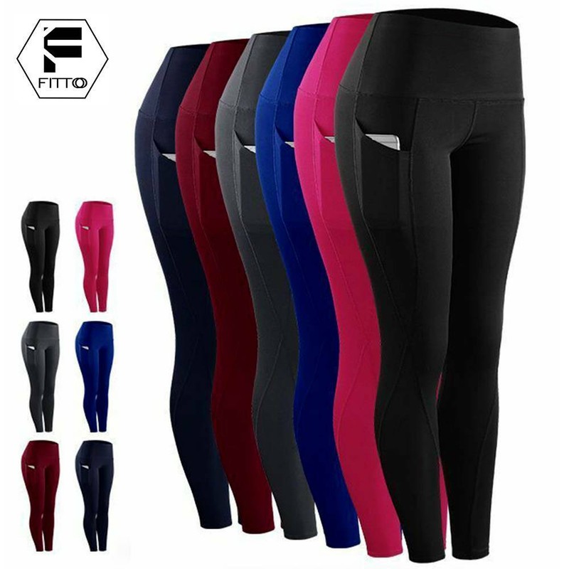 Damen Leggings Tasche Sporthose Laufhose Fitness Gym Trainingshosen Yoga Leggins