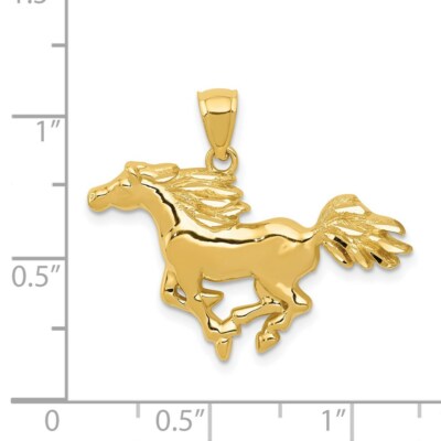 Pre-owned Superdealsforeverything Real 14kt Yellow Gold Polished Horse Pendant