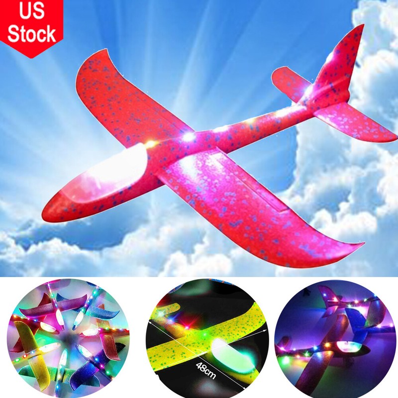 LED Ligh DIY Kids Toys Hand Throw Flying Planes Foam