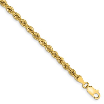 Pre-owned Superdealsforeverything Real 14kt 3.65mm Regular Rope Chain Chain Bracelet; 7 Inch In Yellow