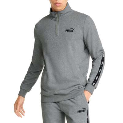 

Puma Essentials+ Tape HalfZip Jacket Мужская серая повседневная спортивная верхняя одежда 848037-, Grey, Puma Essentials+ Tape HalfZip Jacket