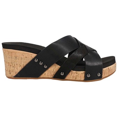 Женские повседневные сандалии на танкетке Corkys Amuse Wedge Size 8 M 41-0112-BLCK