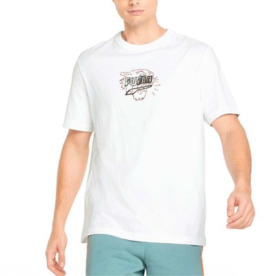 

Puma Btl Graphic Crew Neck Футболка с коротким рукавом Мужские белые повседневные топы 53445502, Белый, Puma Btl Graphic Crew Neck Short Sleeve TShirt