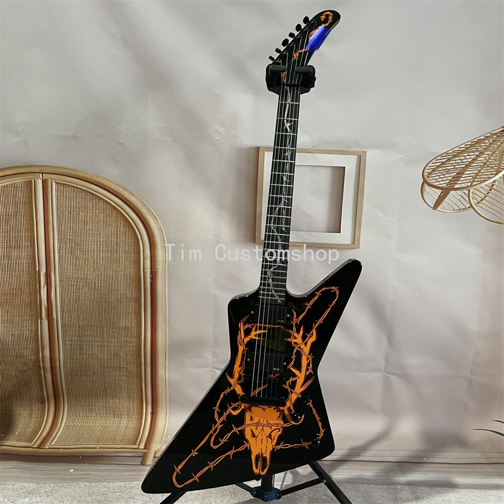 Black James Hetfield Elk Skull Electric Guitar HH Pickup