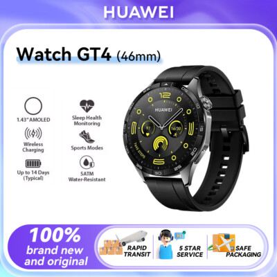 NEW Huawei Watch GT 4 46mm BLACK 1.43'' AMOLED Bluetooth iOS Android Smartwatch