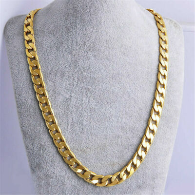 14k Solid Yellow Gold Cuban Link Chain Necklace Jewelry Men's Women Size 20"-24"