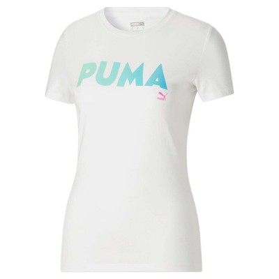 

Женская белая футболка Puma Classics Brighter Days Slim с круглым вырезом и короткими рукавами, Белый