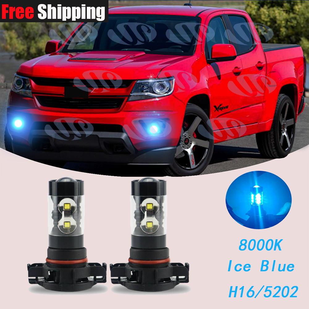 5202 80W Ice Blue LED Bulb Fog Light For Chevy Colorado 2016 2017 2018 2019 2020