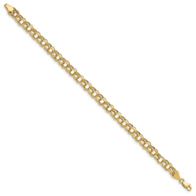 Pre-owned Skyjewelers Real 14k Yellow Gold Lite 5.5mm Double Link Charm Chain Bracelet; 7 Inch