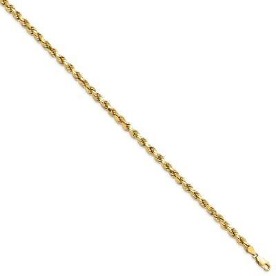 Pre-owned Diamond2deal 14k Yellow Gold Solid Diamond-cut Rope Chain Bracelet 7'' W- 4.9mm 3.46g