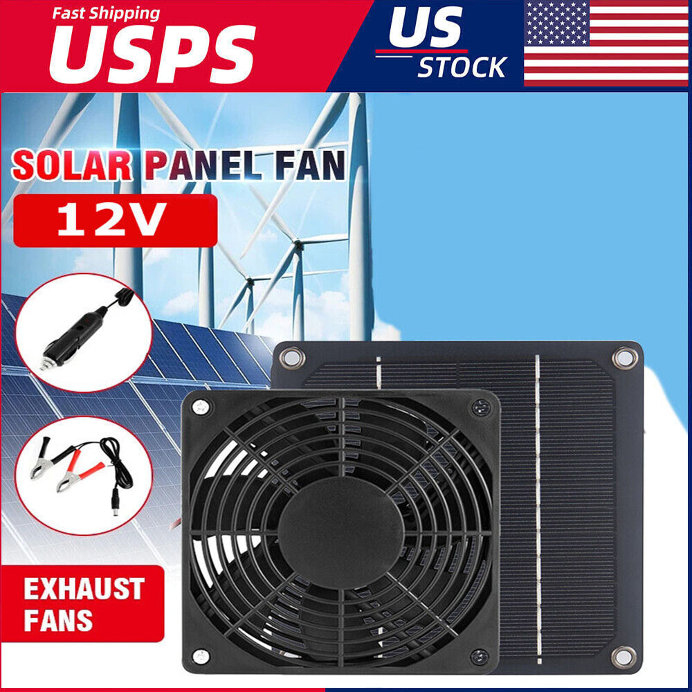 20W Solar Panel Powered Fan Mini Ventilator For Greenhouse Pet Dog Chicken House