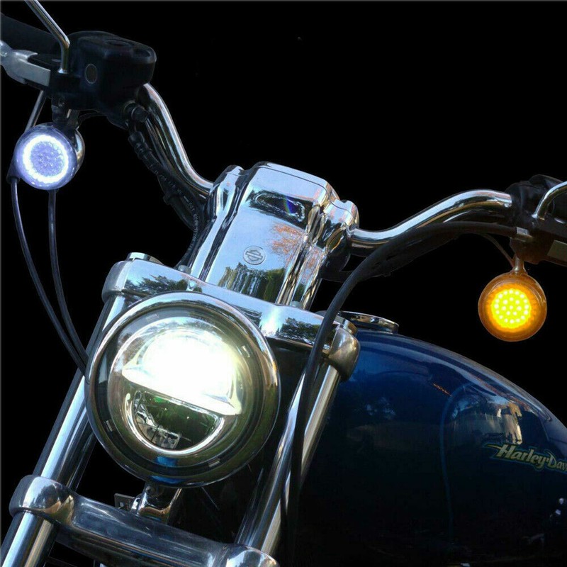 2" Amber/ White Bullet LED Turn Signal Lights 1157 Smoke Lens For