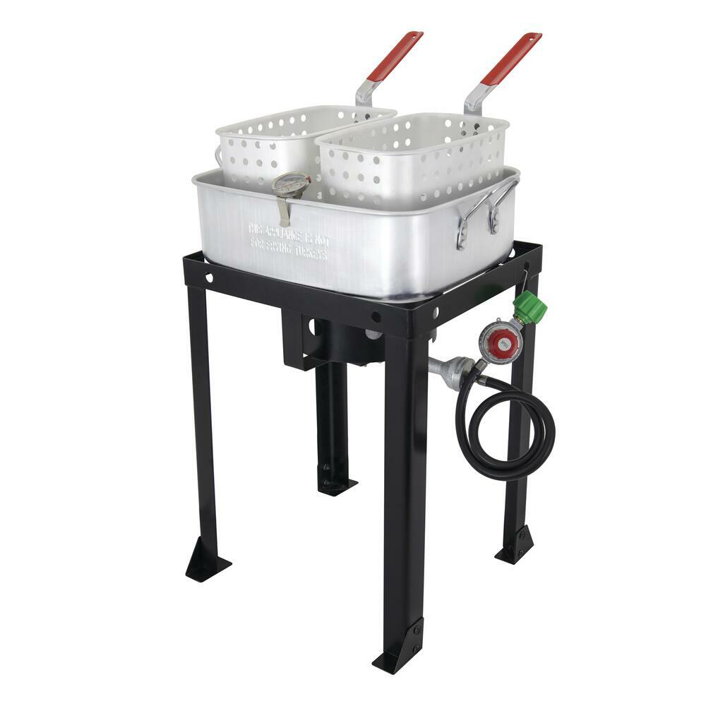 Commercial Grade Propane Gas Dual Basket Outdoor Fryer 18 Qt Deep Fry Fish Wings
