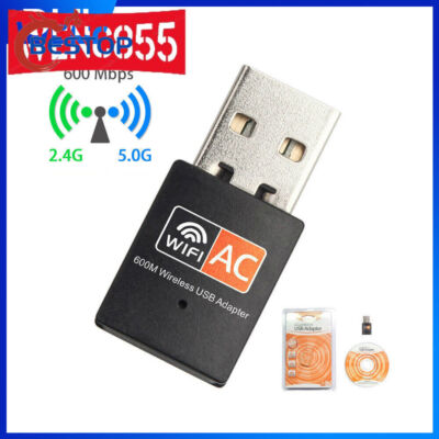 600Mbps 2.4+5GHz Dual Band USB Adapter WiFi Wireless Network Card 802.11ac