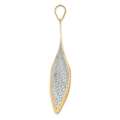 Pre-owned Superdealsforeverything Real 14kt W/rhodium Polished Floral Cut-out Pendant In Two-tone