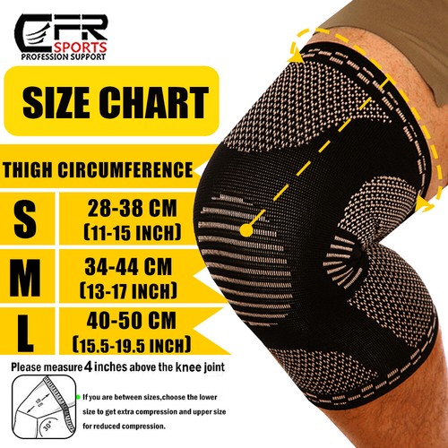 Knee Sleeves Compression Brace Support Sport Joint Injury Pain Arthritis Copper