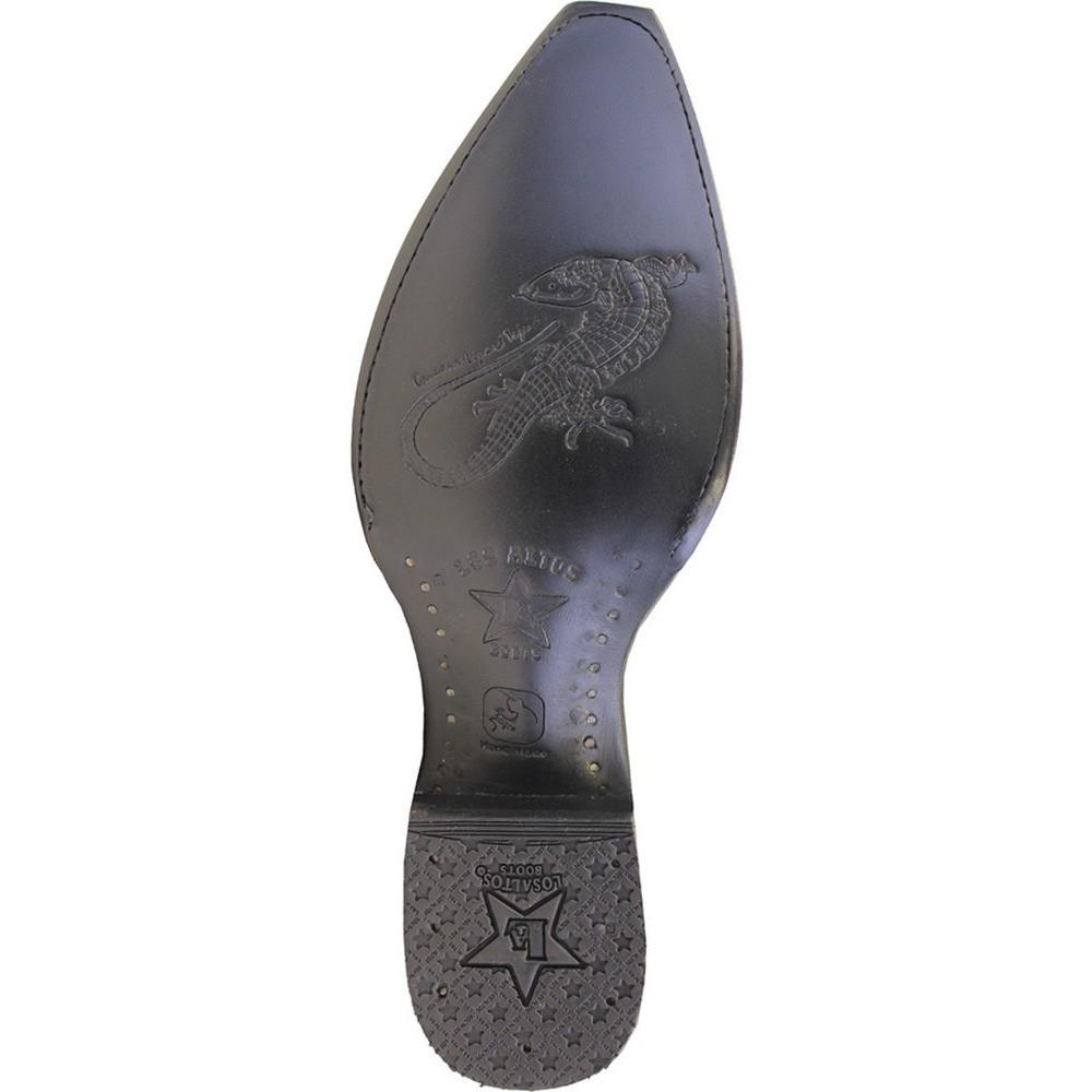 Pre-owned Los Altos Boots Los Altos Sanded Black Snip Toe Genuine Lizard Teju Western Cowboy Boot Ee