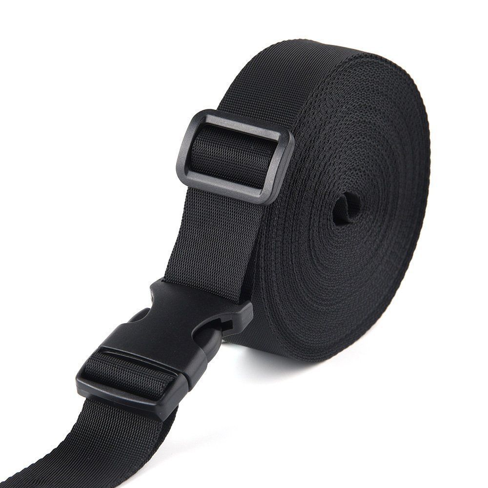 1Inch Plastic Buckle Kit With 10 Pack Side Release and Black Nylon Webbing Strap