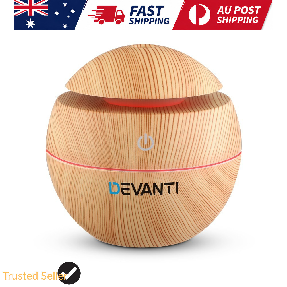 Aroma Diffuser Aromatherapy 130ml Light Wood Essential Oil LED Mist Humidifier