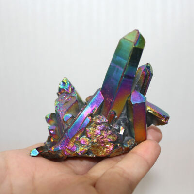 50g Natural Rainbow Aura Titanium Quartz Crystal Cluster VUG Specimen Gemstone