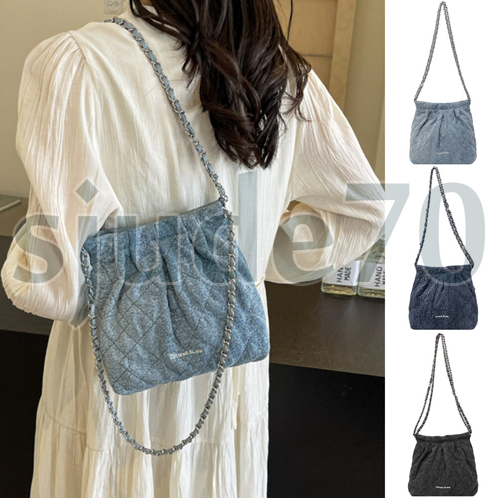 [JILLSTUART] Denim Drawstring Chain Shoulder Bag / 税込み ☆JILL BY JILLSTUART☆人気 denim drawstring chain shoulder M
