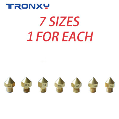 Tronxy 3D Printer MK8 Nozzles Set 0.2mm 0.3mm 0.4mm 0.5mm 0.6mm 0.8mm 1.0mm 7PCS