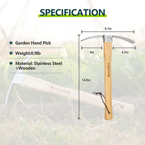 Berry&Bird Garden Pick Mattock Hoe Gardening Pick Axes for Transplanting Digging