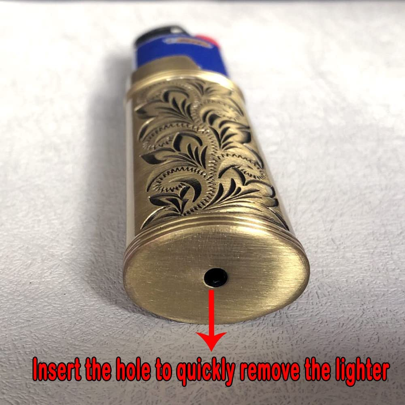 2 Pack Bronze&Silver Vintage Floral BIC J6 Full Size Lighter Case Cover Holder