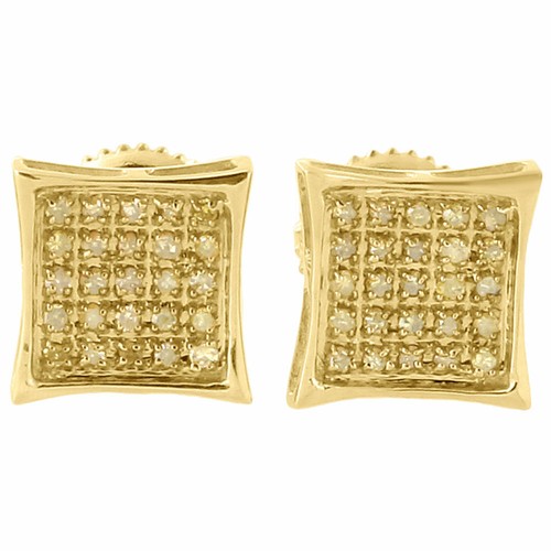 Pre-owned Jewelry Unlimited Yellow Diamond Studs 10k Yellow Gold Round Cut Pave Kite Shaped Earrings 0.15 Ct
