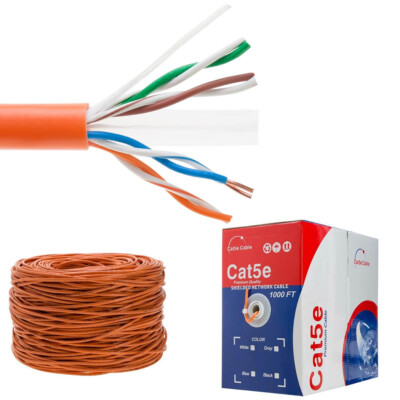 CAT5e UTP 1000ft Network Ethernet Cable Bulk Solid Wire 24AWG CCA BOX LOT