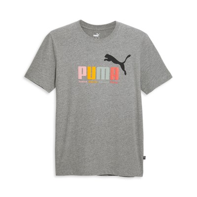 Многоцветная футболка с коротким рукавом Puma Essentials, мужские серые повседневные топы