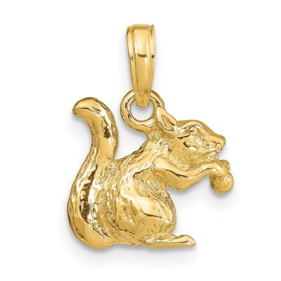 Pre-owned Superdealsforeverything Real 14kt Yellow Gold Solid 3-d Squirrel With Nut Charm