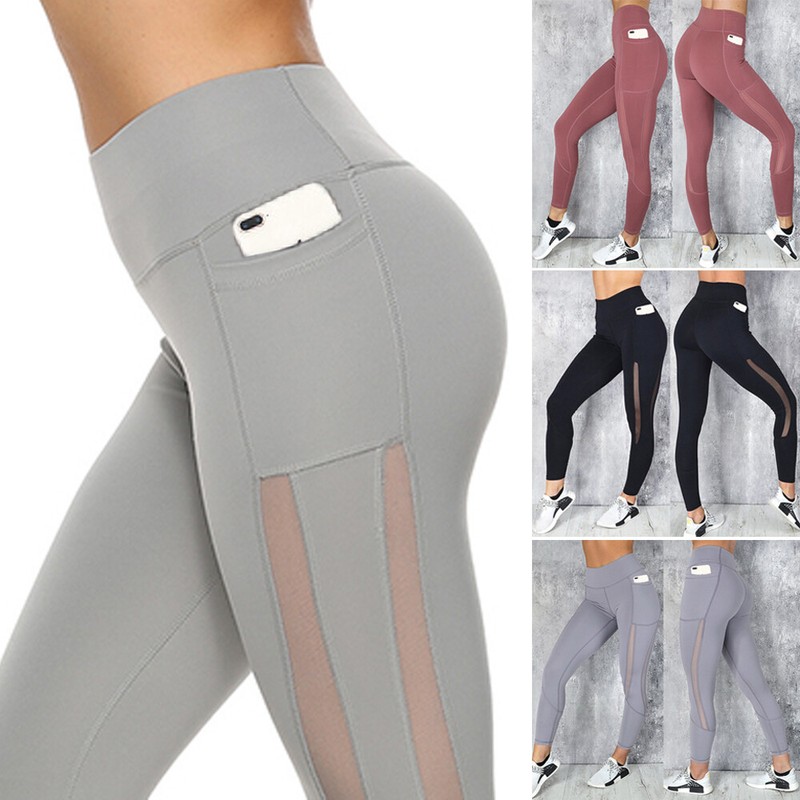 Frauen Leggings Yoga Hose Mit Tasche Sporthose Gym Leggins Laufhose Fitness Hose