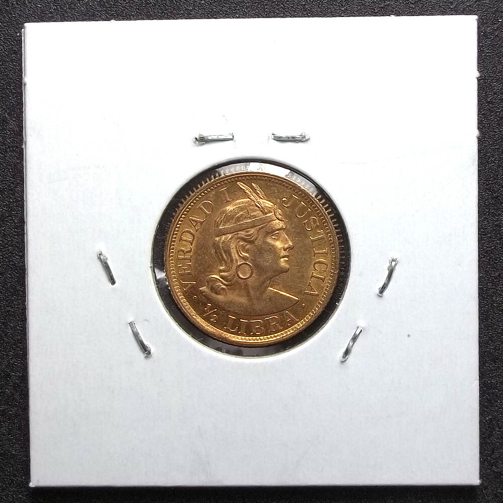 PERU - 1907 GOZG - 1/2 LIBRA - 1/2L - KM-209 - GOLD