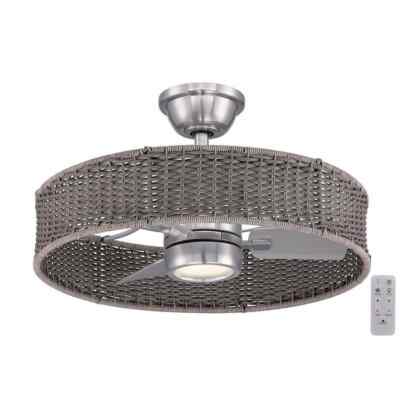 Hampton Bay Darya Indoor/Outdoor Brushed Nickel Wicker Ceiling Fan with remote