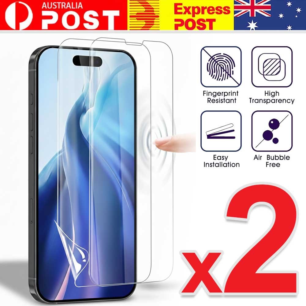 2x Hydrogel Screen Protector Film For iPhone 18 17 16 15 14 Pro Max 17e 16e AU