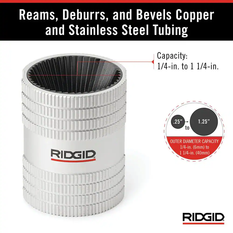 RIDGID Tubing and Pipe Reamer Inner/Outer Copper and Stainless Steel Cutting