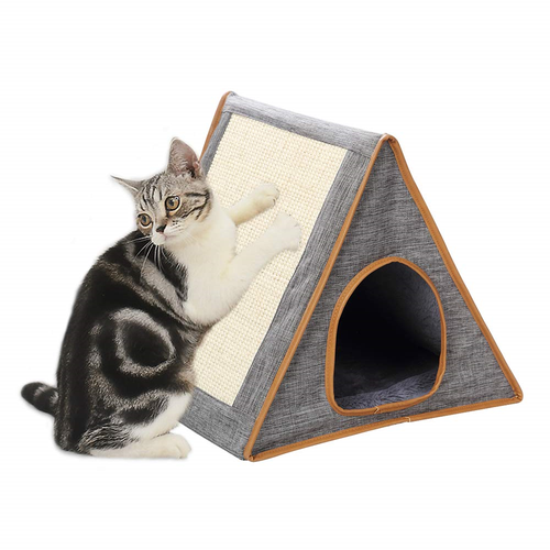 Portable Warm Fold Cat House/Condo with Cat Scratching Board Indoor or Outdoor
