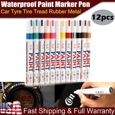 12pcs/set Waterproof Permanent Paint Marker Pen Car Tyre Tire Tread Rubber Metal