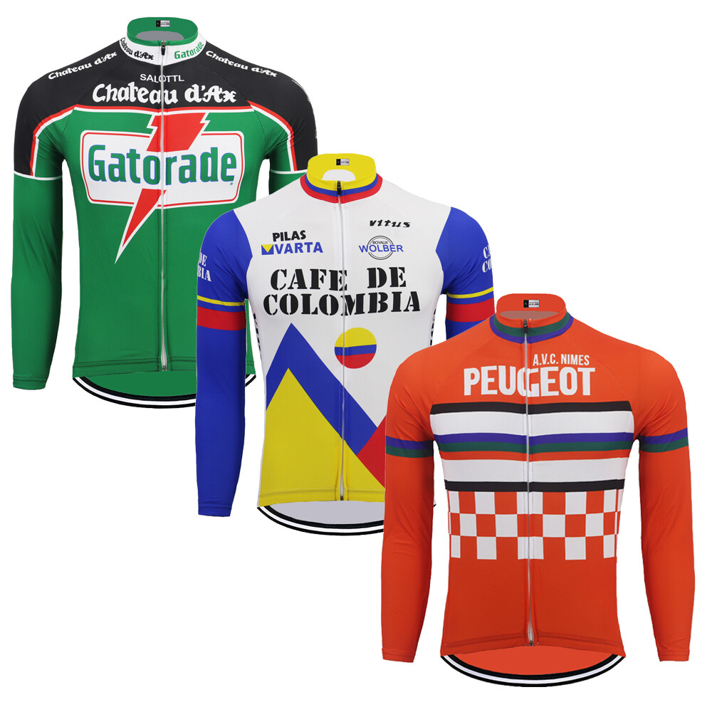 long sleeve cycling jersey retro