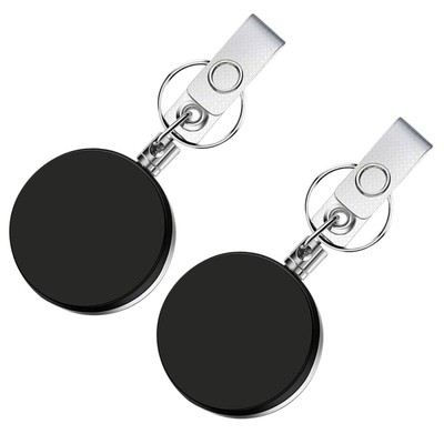  2 Pcs Key Ring Retractable Keychain Name Card Holder Badge Reel